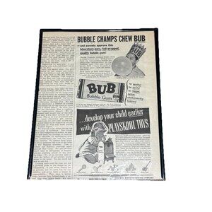 Vintage Bub Bubble Gum Ad-Americas New Pastime! 1930's "Bubble Champs" Framed